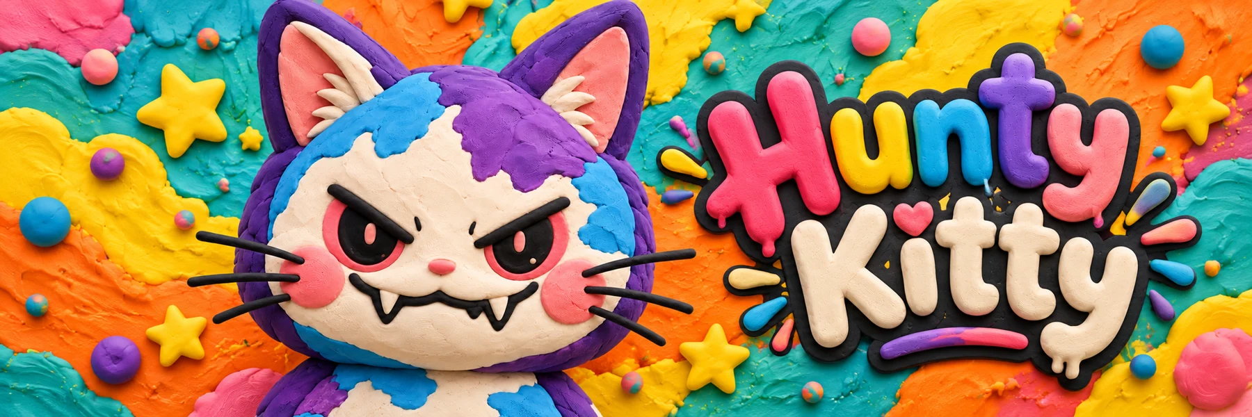 Hunty Kitty clay banner artwork